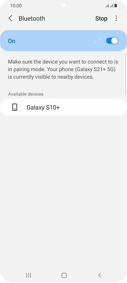 Press the required Bluetooth device and follow the instructions on the screen to pair the device with your phone.