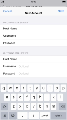 Press Username and key in the username for your email account.