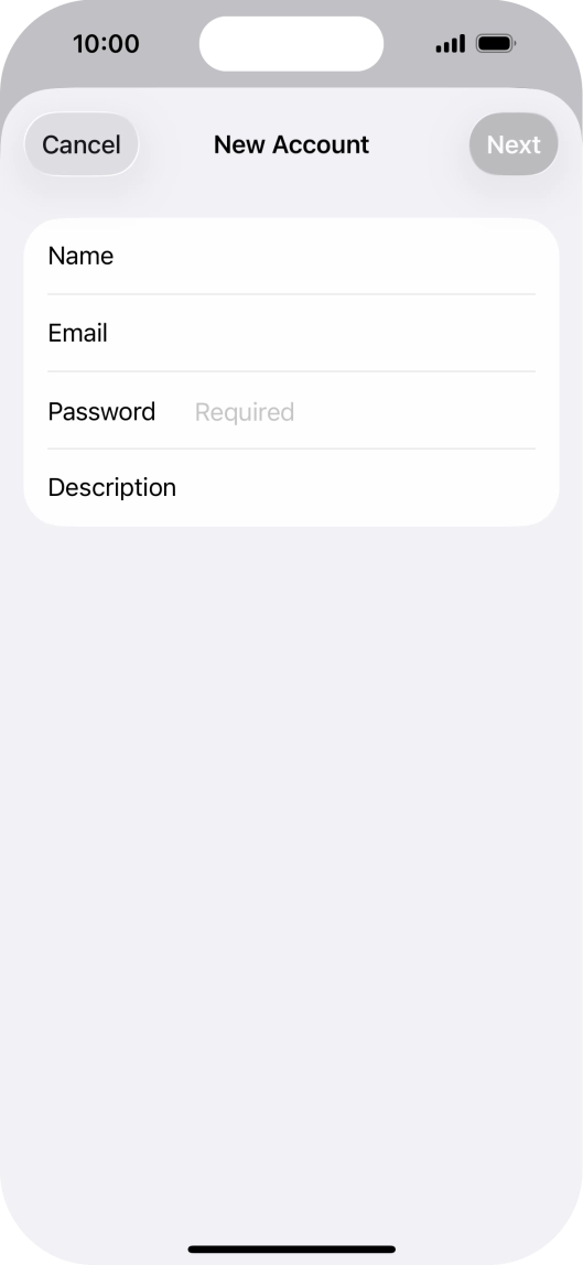 Press Password and key in the password for your email account.