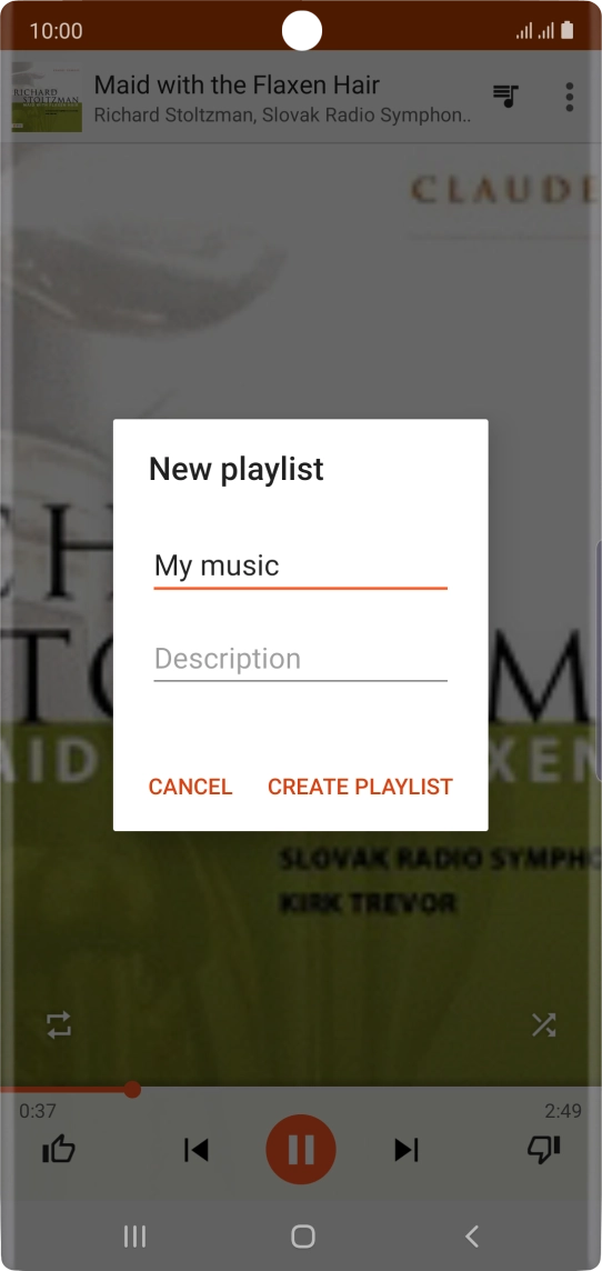 Key in a name for the playlist and press CREATE PLAYLIST.