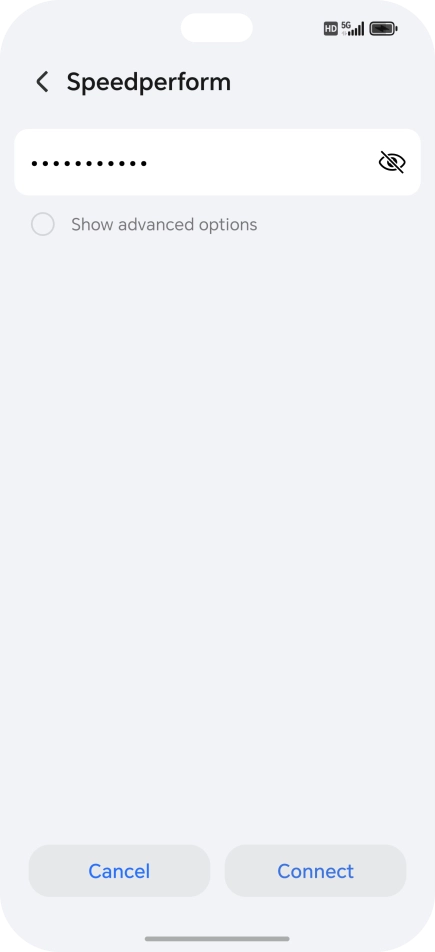 Key in the password for the Wi-Fi network and press Connect.