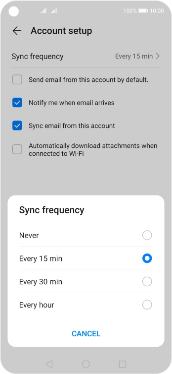 Press the required setting.