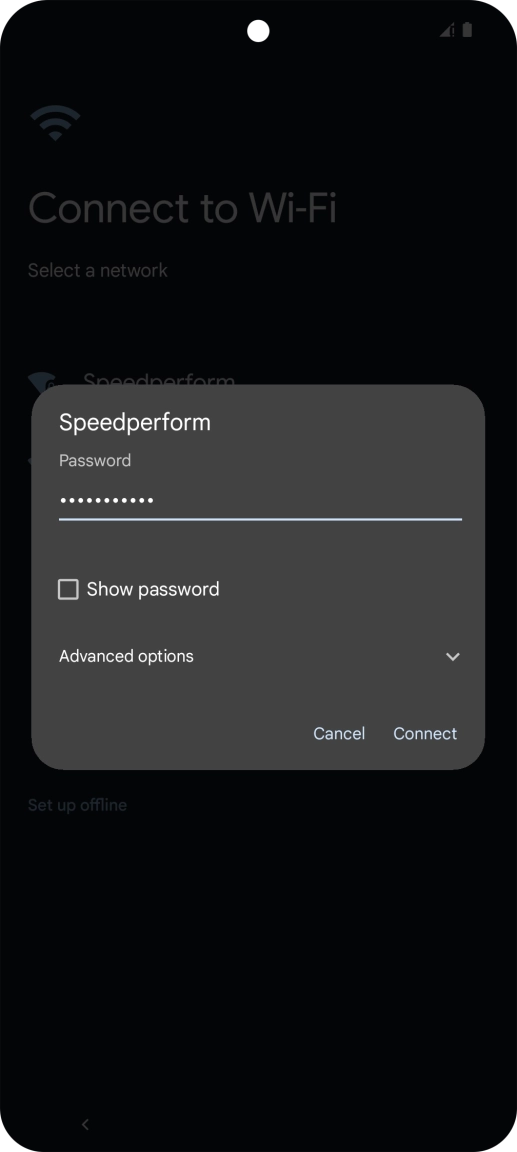 Key in the password for the Wi-Fi network and press Connect.