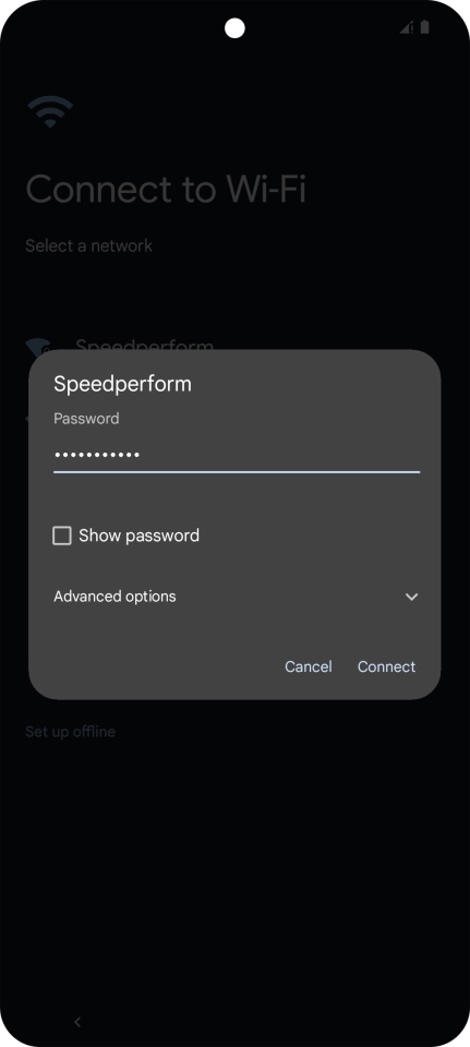 Key in the password for the Wi-Fi network and press Connect.