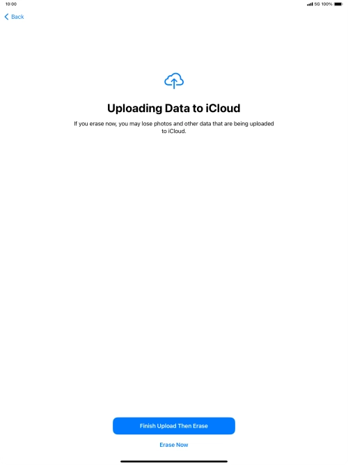 Press the required setting.