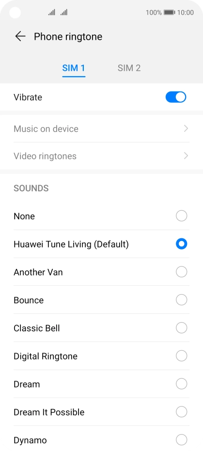 Press the required SIM.