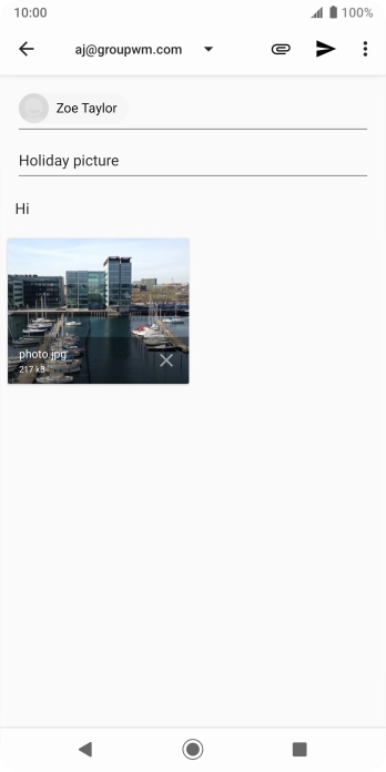 Press the send icon when you've finished your email message.