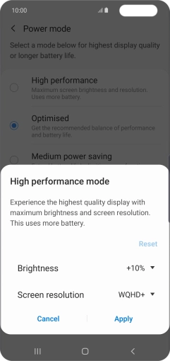 Press Apply to turn on the function.