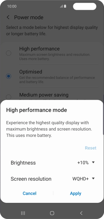 Press Apply to turn on the function.