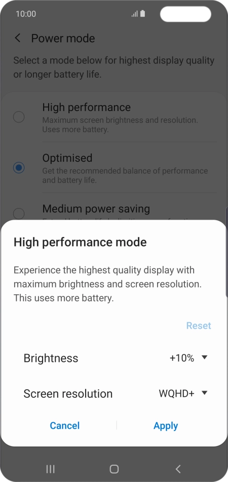 Press Apply to turn on the function.
