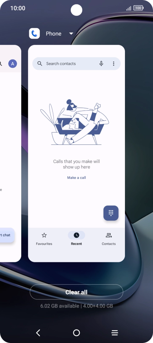 To end one running application, slide your finger upwards on the required application.