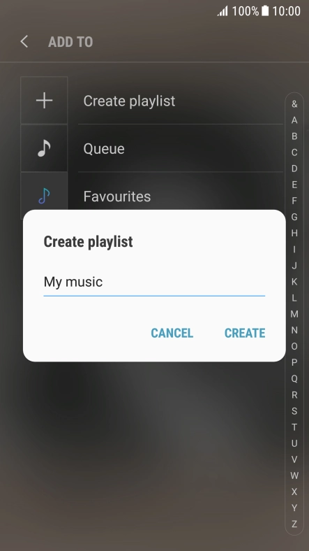 Key in a name for the playlist and press CREATE.