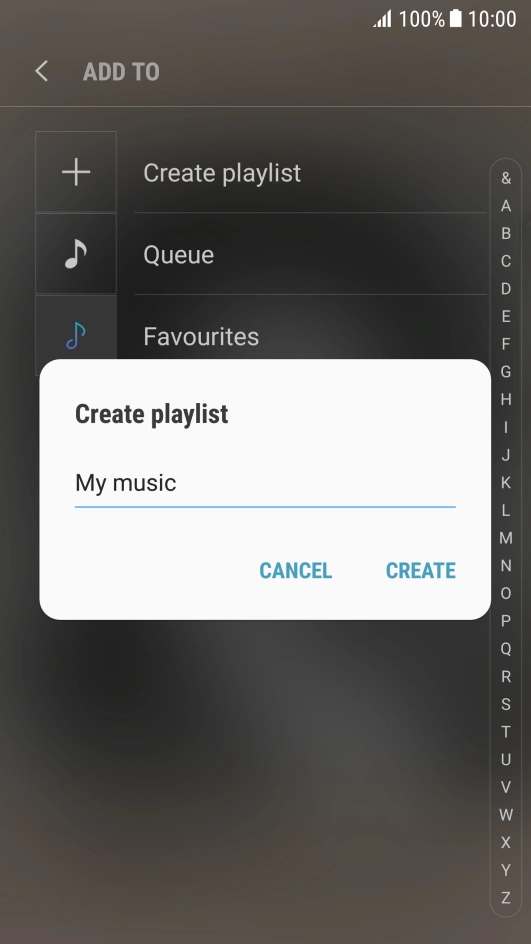 Key in a name for the playlist and press CREATE.