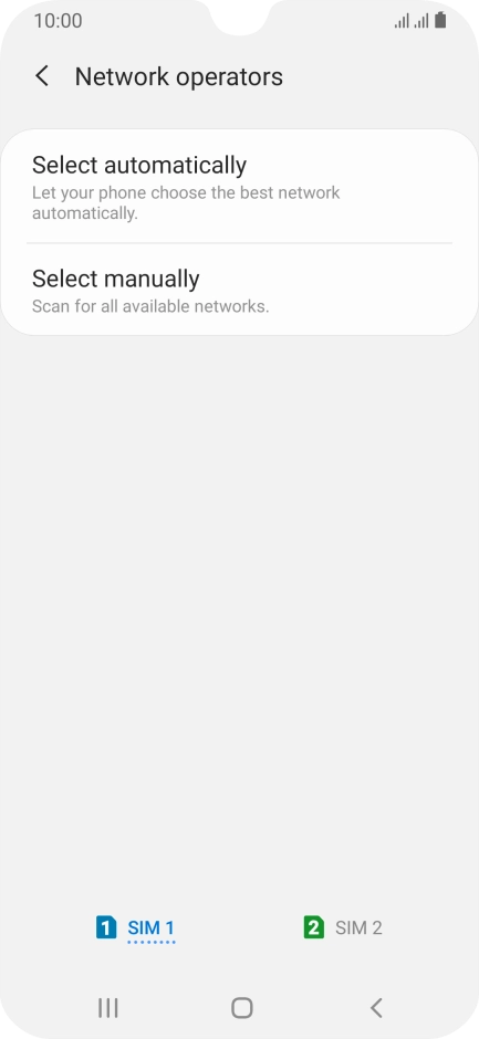 Press Select manually and your phone will search for networks.
