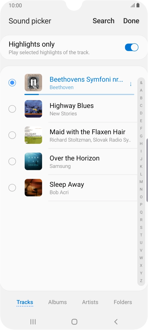 Once you've found a ring tone you like, press Done.