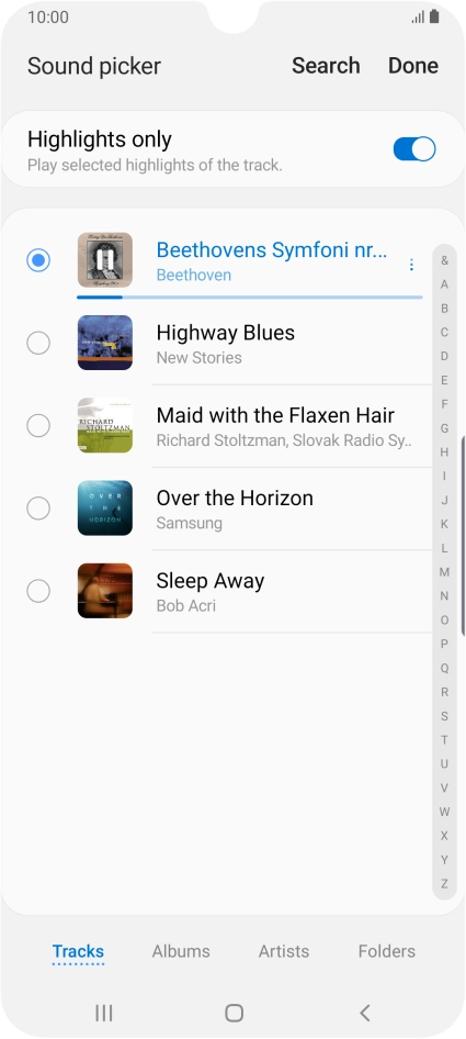 Once you've found a ring tone you like, press Done.