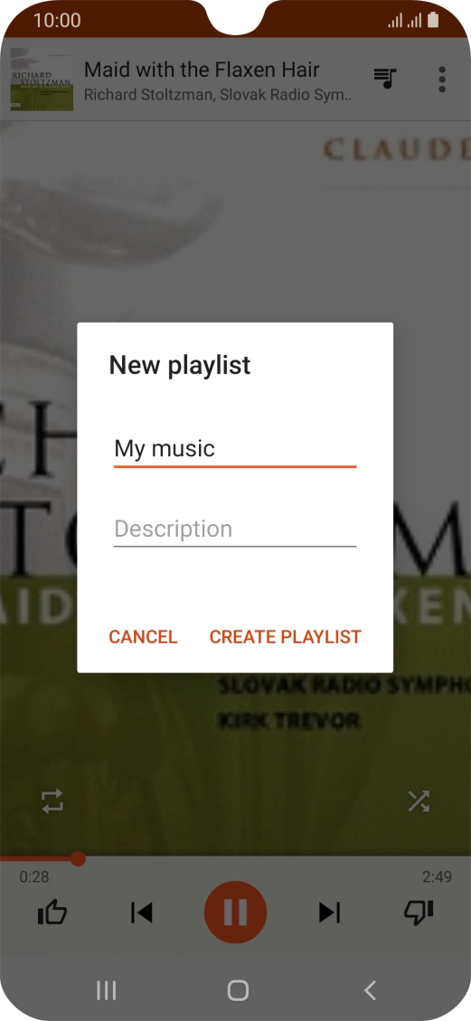 Key in a name for the playlist and press CREATE PLAYLIST.
