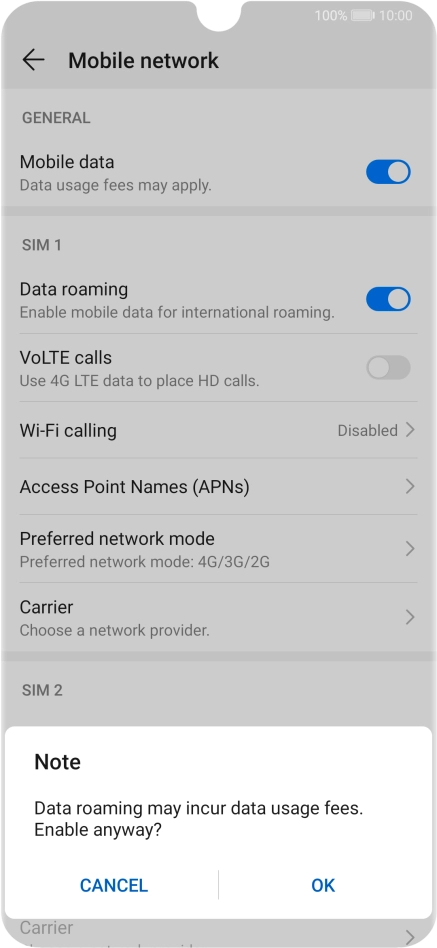 If you turn on the function, press OK.