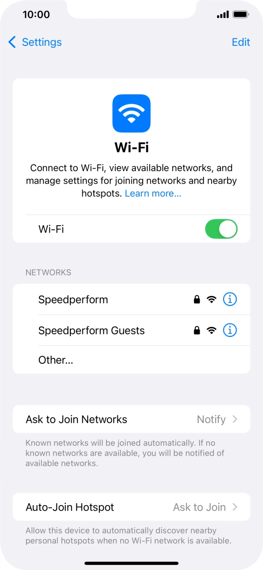 Press the required Wi-Fi network and key in the password for the Wi-Fi network.