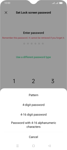 Press the required phone lock code and follow the instructions on the screen to create an additional phone lock code.