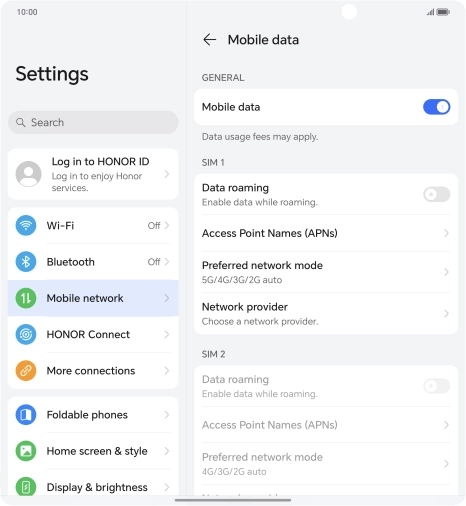 Press Access Point Names (APNs).