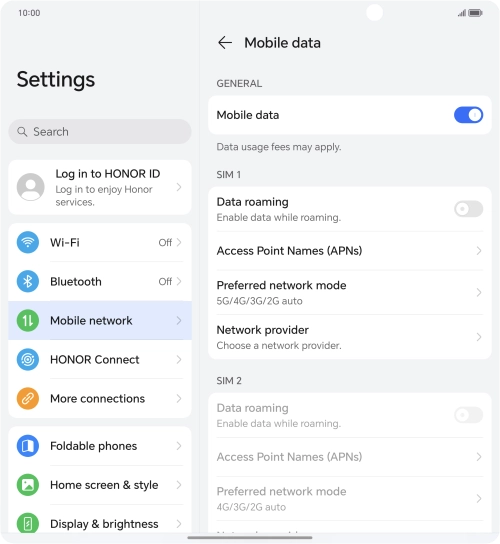 Press Access Point Names (APNs).