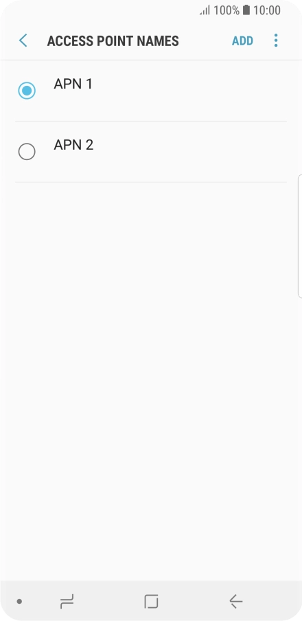 Press the field next to the data connection to activate it.