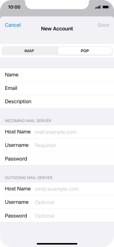 Press Host Name and key in the name of your email provider's incoming server.