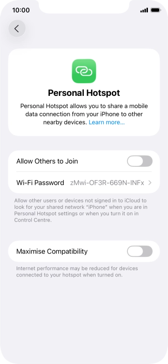 Press Wi-Fi Password and key in the required password.