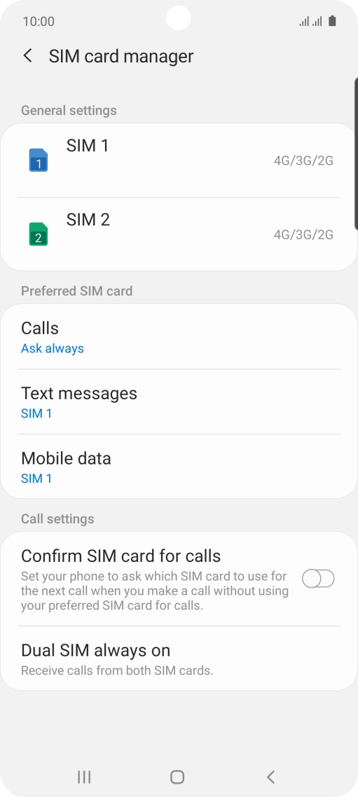 Press the required SIM.