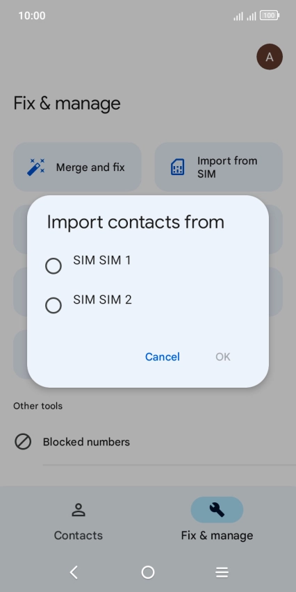 Press the required SIM.