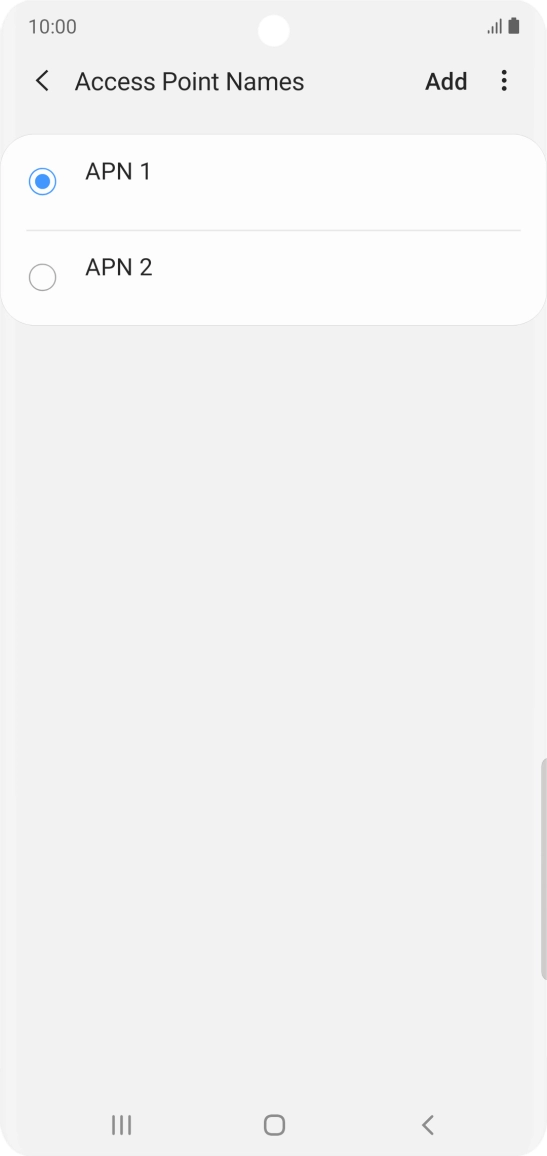 Press the field next to the data connection to activate it.