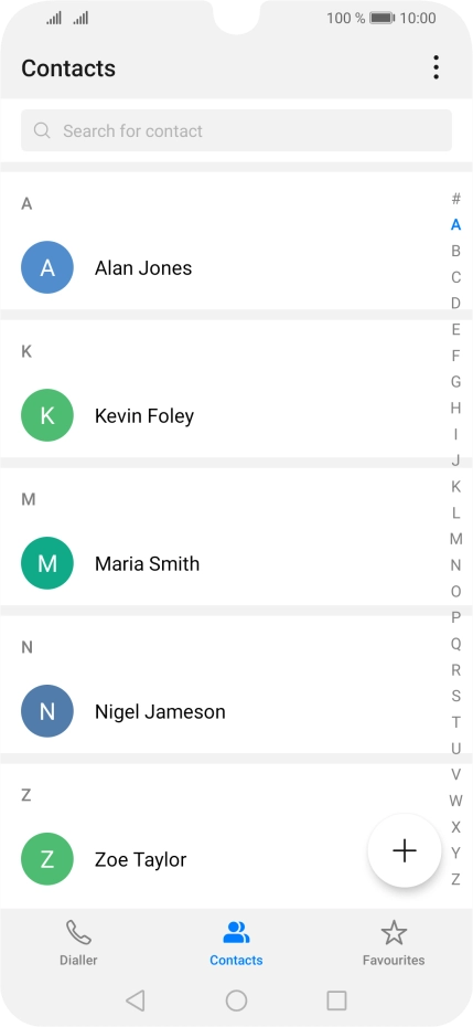 Press the new contact icon.
