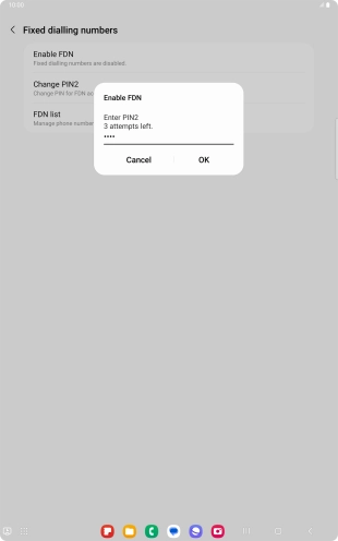 Key in your PIN2 and press OK. The default PIN2 is 0000.