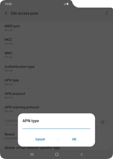 Key in default and press OK.