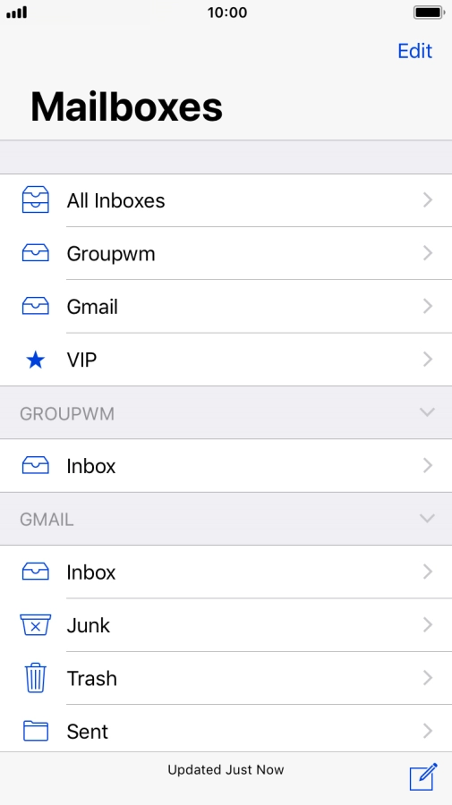 Press the required email account.