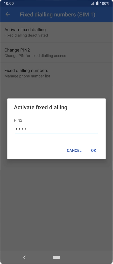 Key in your PIN2 and press OK. The default PIN2 is 0000.