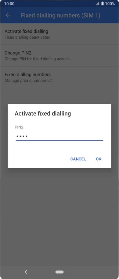Key in your PIN2 and press OK. The default PIN2 is 0000.
