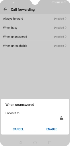 Key in +447953222222 and press ENABLE.