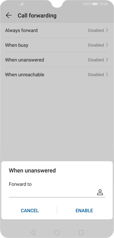 Key in +447953222222 and press ENABLE.