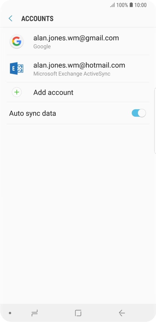 If this screen is displayed, you email account has been recognised and set up automatically. Follow the instructions on the screen to key in more information and finish setting up your phone.
