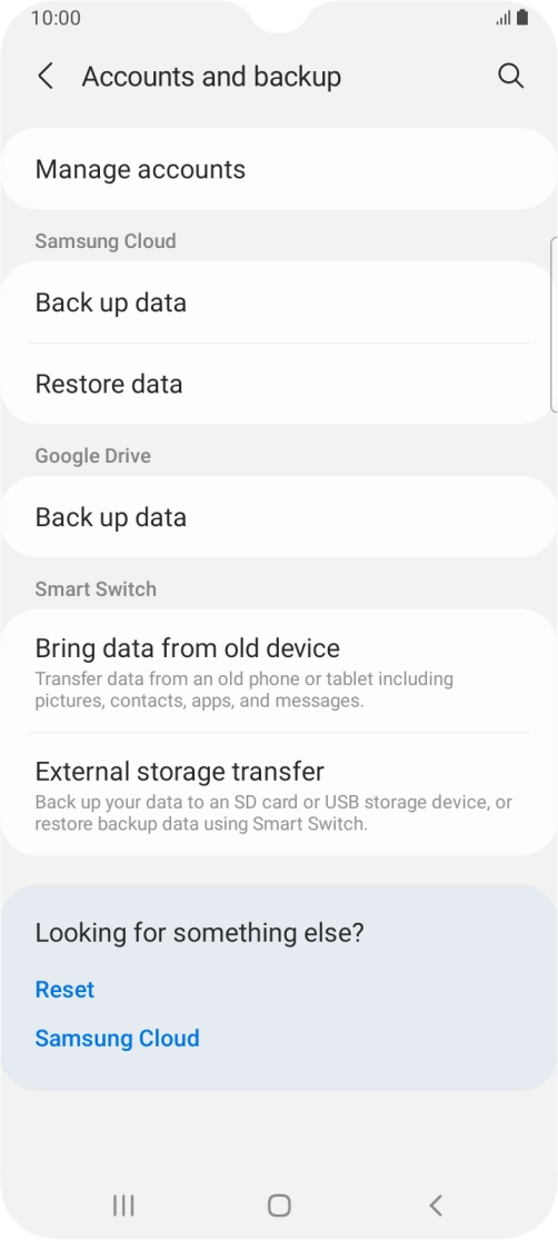 Press Manage accounts.