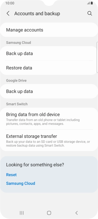 Press Manage accounts.