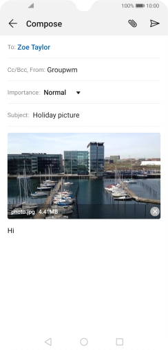 Press the send icon when you've finished your email.