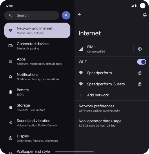Press the required Wi-Fi network.