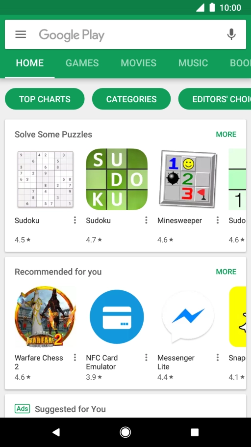 Press the search field.