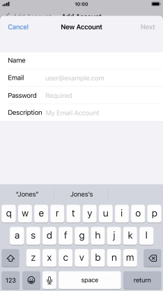 Press Email and key in your email address.
