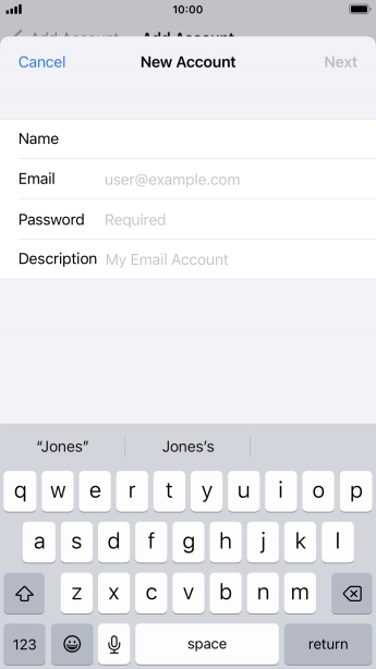 Press Email and key in your email address.