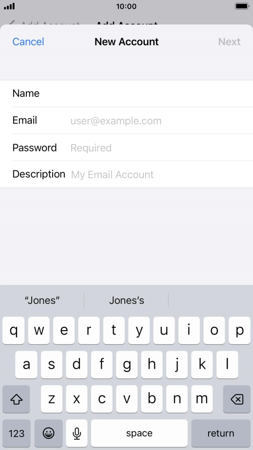 Press Email and key in your email address.