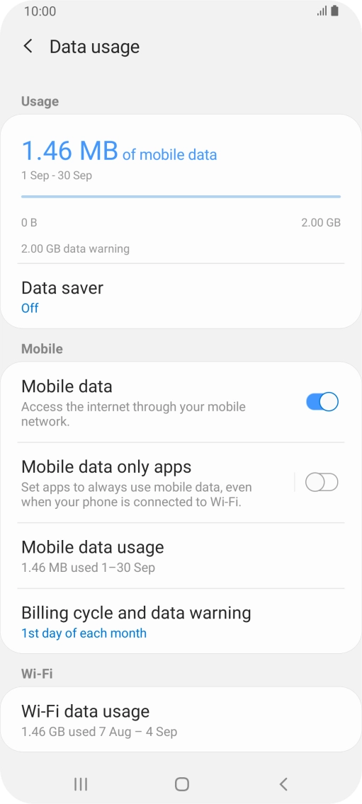 The total data usage is displayed.